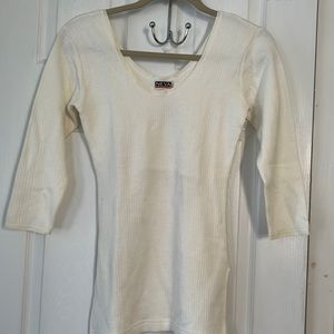 Neva Esancia Women Inner Warm Soft 3/4 Sleeves Deep Round Neck M Off White NWOT